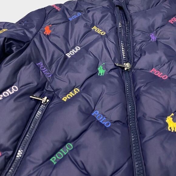 Polo Ralph Lauren Toddler Unisex Navy Logo Quilted Down Jacket size 2T New - Picture 3 of 12